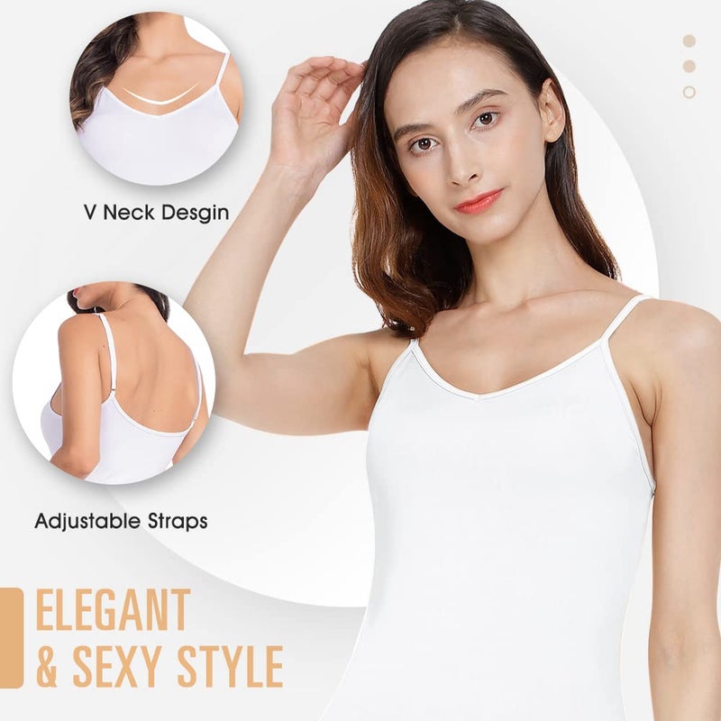 MANCYFIT فستان ماني سفيت النسائي الطويل مع حمالات قابلة للتعديل، بيجامة بيضاء XX-Large - Image 3